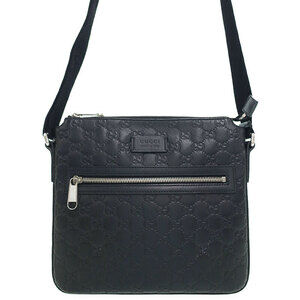 GUCCI Signature Guccissima Leather Messenger Crossbody Bag Black